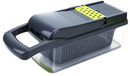 Intirilife Trancheuse de Cuisine en Vert – Trancheuse Multi-tranchants réglable avec différents Accessoires pour Couper, éplucher, râper, raboter Les légumes, Fruits, Viande, etc