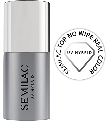 Semilac No Wipe Top Real Colour Coat - UV LED Soak Off Gel Nail for Colour Protection With Transparent Gloss Finish - Easy to Apply, Crack Resistant & Quick Drying 7ml