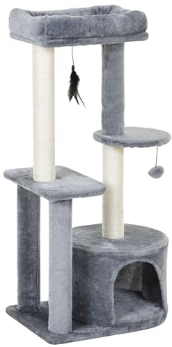 PawHut Cat Multi-Activity Tree Tower w/Perch House Scratching Post Play Ball