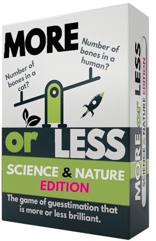 More or Less Science & Nature Edition Card Game - How Good Is Your Judgement? 2 Players+ | Fun Family Card Games for Adults & Kids | Party Games for Kids Birthday, Travel Game, Gift for Boys and Girls