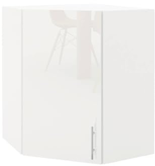 JD Greta 600mm Kitchen Wall Corner Cabinet with Doors – Wall Corner Unit – White Gloss – Modern Storage Cupboard