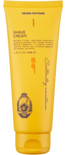 Seven Potions Crema da barba per uomo – Rasatura liscia, senza irritazione – Sapone da barba lenitivo, idratante, idratante – Naturale, Vegano, Cruelty-Free (120ml)
