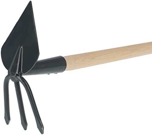 KOTARBAU® Zappa da giardino a doppia zappa con lama a forma di cuore, 3 denti per trapiantare erbacce, per la cura del giardino