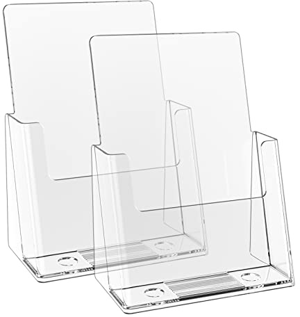 zavekia 2 Pack 6'' x 9'' Acrylic Brochure Holder,wide brochure leaflet booklet literature flyer catalog magazine. (6 x 9 in/ 2 Pack)