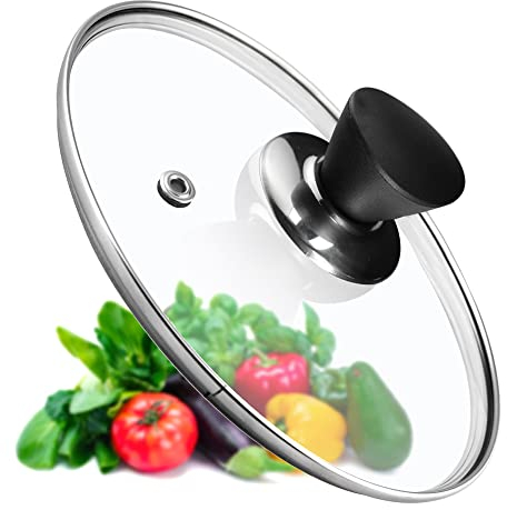 KADAX Couvercle en verre Ø 20 cm pour casseroles et poêles, verre résistant à la chaleur, trou vapeur intégré, poignée noir mat, pour la cuisson au quotidien, cuisson plus maîtrisée et plus propre