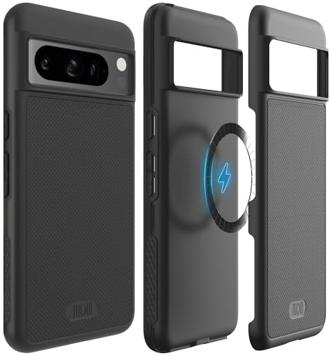 TUDIA MergeGrip Designed for Google Pixel 8 Pro Case 2023, [MagSafe Compatible] Military Grade Slim Dual Layer Raised Edge Non-Slip Phone Case (Matte Black)