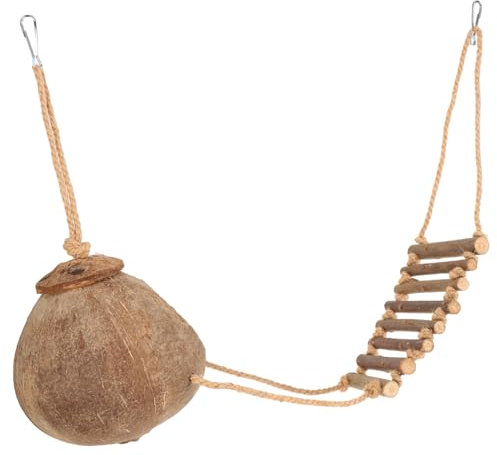 Sosoport Echsenversteck reptichip kleine Tierhütte kokosschalen Kokosnuss Schale Kokosamine speisestärke Reptilienterrarium schmücken Dekoration für das Schildkrötenbecken hölzern