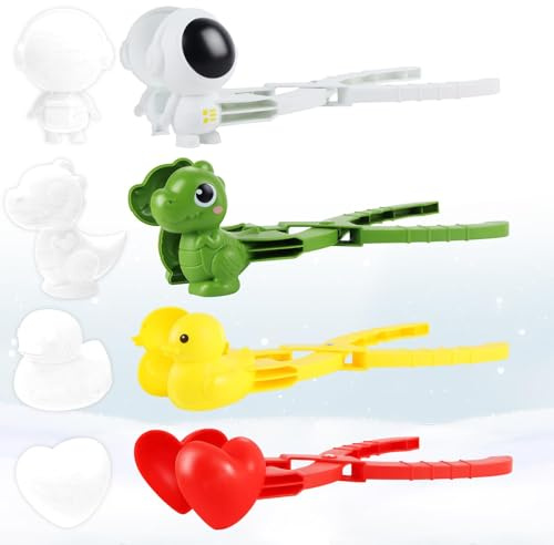 ACTOYS Clip de Bola de Nieve, 4 Piezas Molde Bolas de Nieve, 34 cm Pinzas para Hacer Bolas de Nieve, Juego para Hacer Bolas de Nieve, Juguetes de Nieve, Juguetes para Nieve Playa