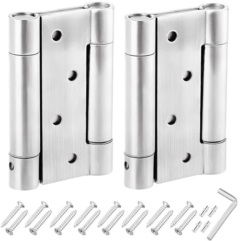 Dokeno 1 Paire (2pcs) de Charnière Porte Lourde de 100 mm, Charnières À Ressort en Acier Inox, Charnières de Porte de Saloon, Charniere Porte Battante pour Saloon Café Bar Double Porte