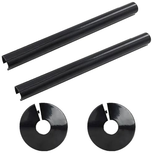 2er-Pack Heizkörperrohrabdeckungen und -manschetten, Kunststoff-Rohrabdeckungen, Hülsen, schwarze Heizkörperrohrabdeckungen, 15 mm x 200 mm, Heizkörperrohrmanschetten zum Schutz von Rohrlöchern