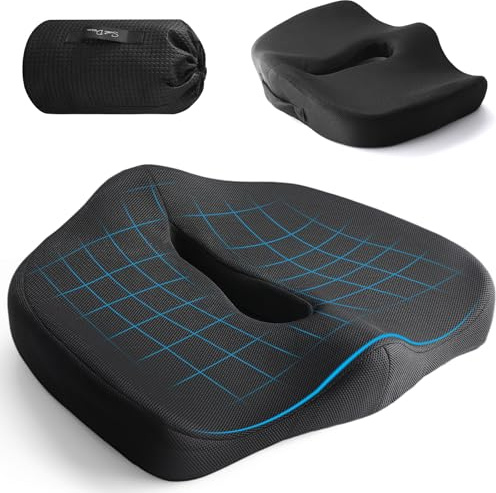 TOSUTO Cojin Silla Oficina Ergonómico,Cojin Coxis,Cojín de Asiento de Espuma con Memoria,Alivio del Dolor y la Ciática,para Silla Oficina, Coche