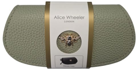 Alice Wheeler Faux Leather Bumblebee Design Pistachio Glasses Case