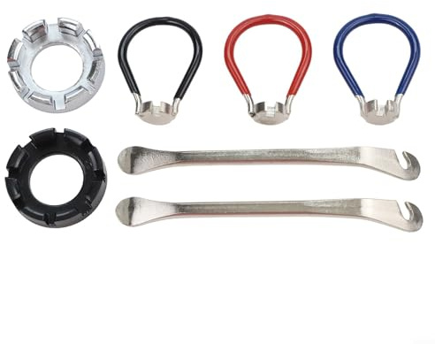 Honseadek Set di 6 chiavi per raggi di bicicletta, 8 vie, con chiavi per raggi in acciaio inox, per riparazione e manutenzione delle ruote della bicicletta