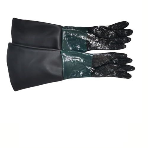 Vibsky Guanti per sabbiatura, 65 x 30 cm, per armadietti sabbiati, guanti da lavoro rivestiti in PVC e cotone, lunghezza 65 cm, doppia cucitura per una maggiore durata