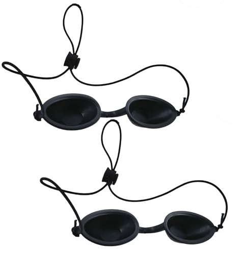 2 stycken solarium glasögon UV skyddsglasögon och infraröda skyddsglasögon för rött ljus, justerbart ögonskydd för solsäng och skönhet, tillförlitlig ögonmask mot UV-strålning och LED-ljus, svart