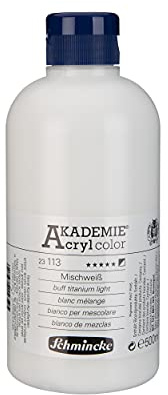 Schmincke - AKADEMIE Acryl color, Mischweiß 500 ml, 23113028, feine Künstler-Acrylfarbe, brillant, hoch lichtecht und kadmiumfrei, für Acrylmalerei, Mixed Media