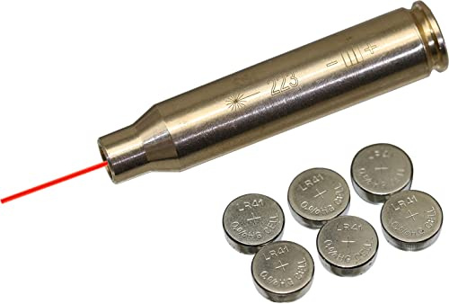 MAYMOC 223 Bore Sight Red Dot Cartucho con 2 Juegos de baterías