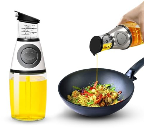 Feliciay Bottiglie Erogazione Versatore Cucina Ampolla con Beccucci Antigoccia Bottiglia per AcetoMisura Cottura Trasparente Verdure Bilancia Senza Beccuccio (Argento, 250 ml/8,8 oz)