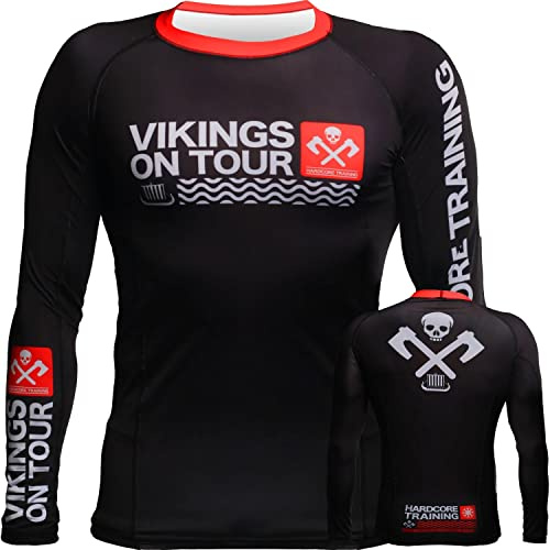 Hardcore Training Rash Guard Uomo Maglietta a Compressione MMA BJJ Arti Marziali Boxe Fitness Grappling No Gi