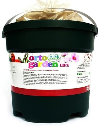 Nutriplant LIFE, Concime Fertilizzante organo azotato in polvere con ferro organico, Concime liquido minerale per giardino,fiori,tappeti erbosi, espugli,arbusti,ortaggi e piante da frutto, 2,5Kg (1)