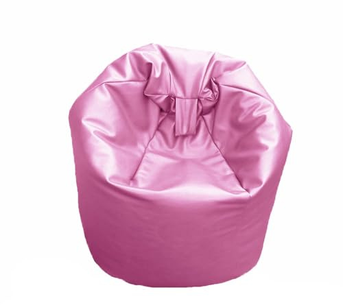 FAUX LEATHER Bean Bag Beanbag Gaming Chair Seat Lazy Lounger Couch (Pink, Large (70 x 70 x 90 cm))
