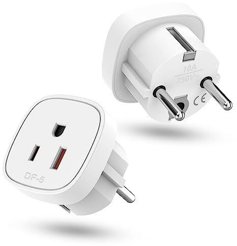 2X Adaptador de Enchufe de USA a Enchufe Europeo, Americano to España, USA a EU, Adaptador de Viaje Estados Unidos a Español