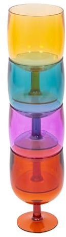 YöL Set of 4 Stackable Wine Glasses Goblets Summer Party Dining Picnic BBQ Indoor Outdoor Cups Drinking Glasses