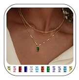 FIOROYAL 14K Gold Plated Birthstone Necklace for Women Girls 05