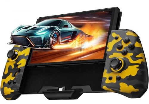 PALPOW Schalter-Controller, kompatibel mit Switch/OLED, Luminpad ergonomischer Schalter, Handheld-Controller, einteiliger Joypad-Ersatz, 7 LED-Farben/Turbo/Mapping – Schwarz (Weiß Camo)