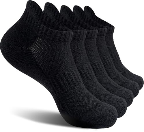 Wamicu Chaussettes Basses Homme 43-46, 5 Paires Fines Respirant et Antidérapantes Coton Courtes Chaussettes Socquettes de Sport, pour Running Travail et Cyclisme Tennis Loisirs, Noir