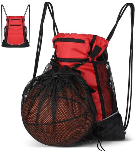 Cozary Sac à Dos Sport avec Filet Amovible, Sac de Sport Homme & Enfant, Sac à Cordon de Sport Polyvalent pour Football, Gym et Randonnée