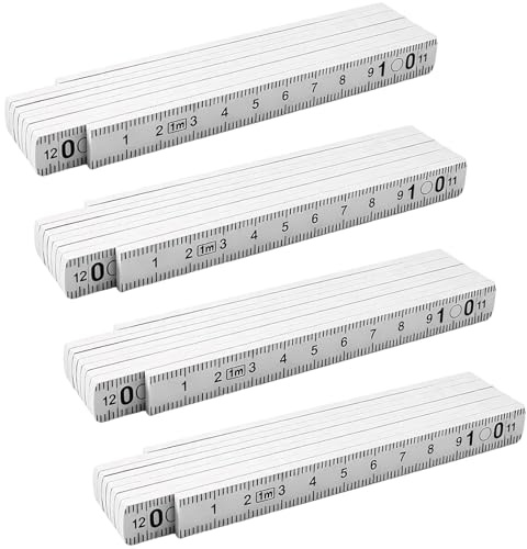4 Stück Zollstock 1m, Zollstock, Praktische Größe für Haushandwerker und Handwerker, Geeignet für Baustelle, Schule und Haushalt