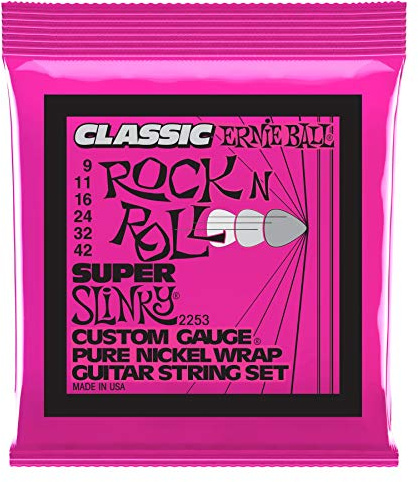Ernie Ball Super Slinky Classic Rock n Roll Pure Nickel Wrap Electric Guitar Strings - 9-42 Gauge, Pack of 1