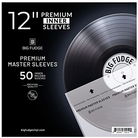 BIG FUDGE Premium Master Schallplatten Hüllen Innen - 12 x 50 STK. - Archivhüllen Antistatisch aus Reispapier - Dursichtige 3-Lagige Vinyl LP Schutzhüllen - Vinyl Hüllen - Innenhüllen/Inner Sleeves