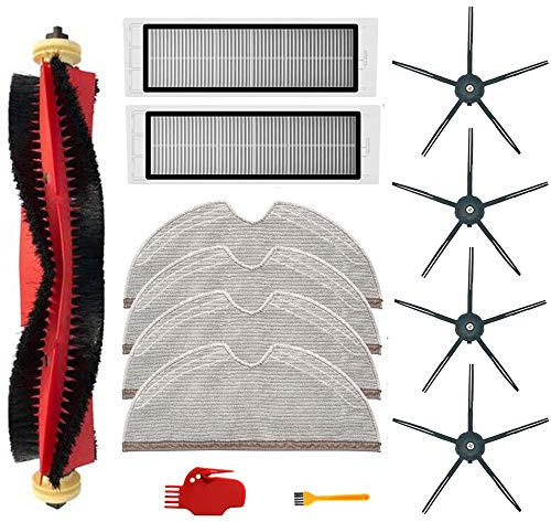 13-teiliges Set für Xiaomi Roborock S6, S60, S65, S5, Max, S6, Max V, S6 Pure, Staubsauger-Zubehör, 1 x Rollbürsten, 2 x Filter, 4 x Wischtücher, 4 x Seitenbürsten, 2 x Reinigungswerkzeug