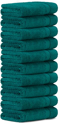 Luckytowel 10er Set Handtücher 50x100 cm 100% Baumwolle, 600g/m² Oeko-Tex Handtuch-Set 10er Pack Petrol