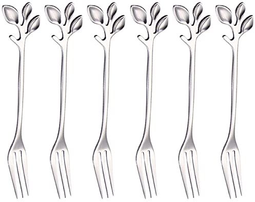 6 forchette da dolci, in acciaio inox, per dessert e frutta, piccole forchette lucide e lucidate, lavabili in lavastoviglie (argento)
