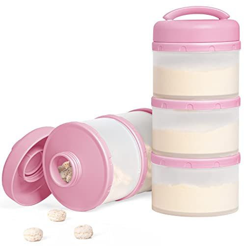 Termichy Milchpulver Portionierer Baby Stapelbar Milchpulver Aufbewahrungsbox 2 Stück (Babyrosa-2)