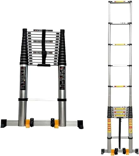 Extra hohe ausziehbare Leiter für Dachzelte, Mehrzweckleiter mit Stabilisatorstange und Rädern (Größe: 5 m/16,4 ft) ()