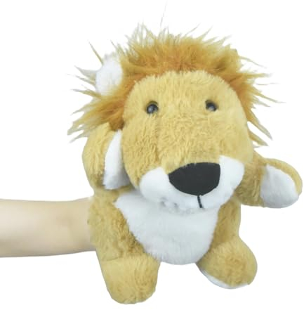 lilizzhoumax Löwe Kuscheltier, Simuliertes Tier Löwe Handpuppe aus Plüsch, Kawaii Niedliches Rollenspiel, interaktives Früherziehungsspielzeug für Kinder, Geschenk für Freunde und Kinder
