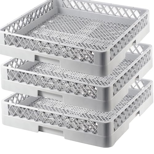 Gastronette Lot de 3 paniers à couverts, pour verres, couverts, tasses, sans compartiment, 50 x 50 cm, pour lave-vaisselle commercial, fin