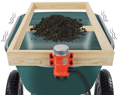 JOYSEUS Tamiz de Suelo con Motor de vibración, tamiz automático de Madera, tamiz para Arena y Tierra, 39 x 19.5 Pulgadas, Ultra Grande para Adaptarse a la mayoría de carritos de Carretilla de jardín