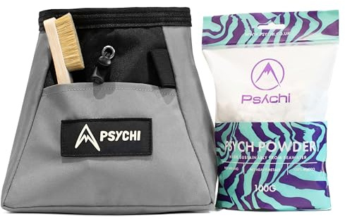 Psychi OG Chalk Bucket Starter Pack Bundle for Rock Climbing Bouldering Gym (Grey)