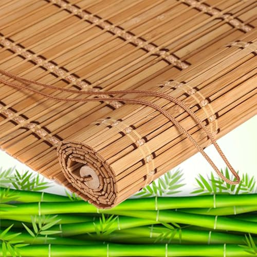 Bamboo Blinds 50cm 60cm 70cm 80cm 90cm 100cm 120cm 140cm Wide,Bamboo Roller Shades for Windows,60% Light Filtering Curtains,Roman Blinds,Sunshade Roll Up Blinds,With Lifter,W×H-90×120cm(35*47in)