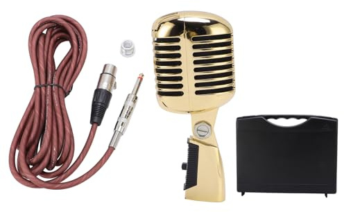 Dynamisches Mikrofon, Handheld -Mikrofon für Gesang mit Cardioid -Pick -up -Muster, Retro -Cardioid -Abholungswinkel -einstellbares Mikrofon für die KTV der Bühnenleistung (Gold)