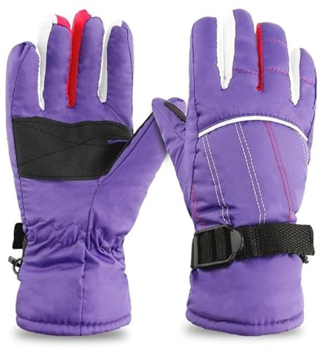 Gants Enfant, Gants Ski Enfant, Imperméable Et Coupe-Vent, Pour Enfants, Luge, Snowboard, Ski, Cyclisme, Candonnée, Vélo, Équitation, Patinage Pour Garçons Et Filles De 8 À 14 Ans, Violet 1 Paire
