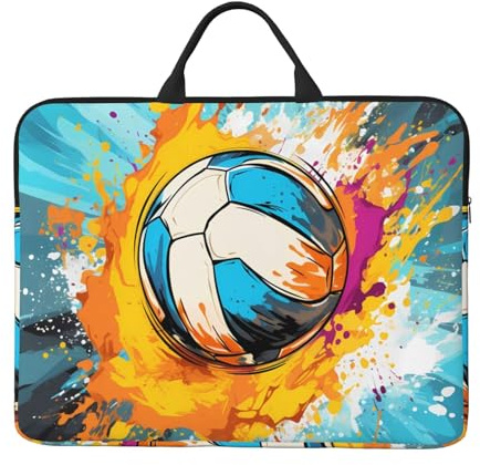 Regnbåge volleyboll laptopfodral 14 tum sportboll laptopväska för kvinnor män, vattentålig affärsdator bärväska stötsäker notebook fodral
