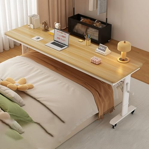Genérico Mesa de Cama de Altura Ajustable para computadora portátil, Escritorio de Cama de Hospital con Ruedas, estación de Trabajo versátil para el hogar, Dormitorio y Las Necesidad