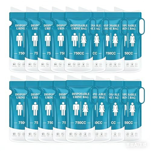 WEFHEF 16PCS Bolsas de Orina Portátiles 750ml, Urinario Portátil de Emergencia con Asa, Bolsa de Orina para Viajes de Coche para Hombres y Mujeres, Botella para Orinar para Viaje Camping Emergencia
