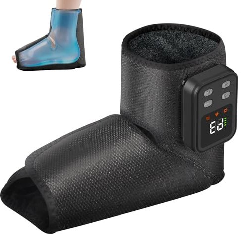Relassy Masajeador de Pies Inalámbrico, 3 en 1 Masajeador Pies con Masaje de Compresión,Calor, Vibración, 3 modos y 5 intensidades, 40-60 °C, masaje pies para Tobillos, Plantas y Empeines (1 unidad)